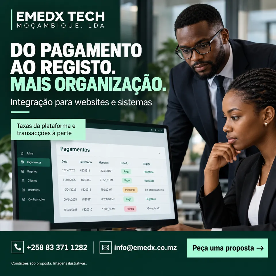 Painel de pagamentos integrado num sistema